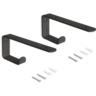 Emuca - Satz träger-Set für Regale in Holz mit integriertem Aufhänger, Stahl, Schwarz