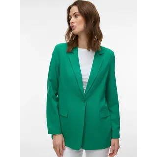 Longblazer VERO MODA "VMZELDA LS LOOSE BLAZER NOOS", Damen, Gr. 38, bosphorus, Web, Obermaterial: 78% Polyester, 18% Viskose, 4% Elasthan, unifarben, loose fit Po-bedeckend, tiefer V-Ausschnitt, Blazer Longblazer, lässige Form, 1-Knopf Verschluss