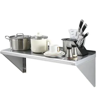 Gewürzregal Wandregal 915 x 356 x 63 mm, Hängendes Küchenregal mit Stützrahmen, Schweberegal Edelstahl 136 kg Belastbar, Regalbrett Wandboard Gewürzregal für Küchen, Restaurants, Hotels usw.