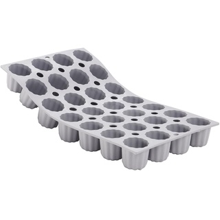 de Buyer - Form mit 28 Mini-Canelés Bordelais ELASTOMOULE aus Silikonschaum - Durchmesser 3,5 cm, 30 x 17,6 cm - 1856.01D