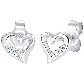 Elli DIAMONDS Ohrstecker ELLI DIAMONDS Herz Diamant Weiß 0,03 ct 925 Sterling Silber Gr. 7