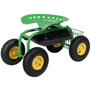Costway Gartensitz mit Rollen 360° drehbar höhenverstellbar 150 x 60 x 80 cm grün