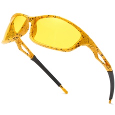 Long Keeper Nachtsichtbrille Autofahrer Sport, Nachtfahrbrille Anti-Blend Sonnenbrille Gelb für Herren Damen Nachtbrille zum Autofahren Sportbrille UV Schut