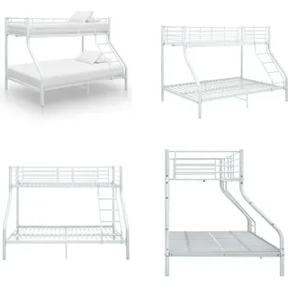 vidaXL Etagenbettgestell Weiß Metall 140x200 cm/90x200 cm - Etagenbett - Etagenbetten - Hochbett - Hochbetten - Weiß