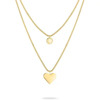 Liebeskind Berlin Kette mit Anhänger Layered Love Herz gelbgoldfarben / Edelstahl