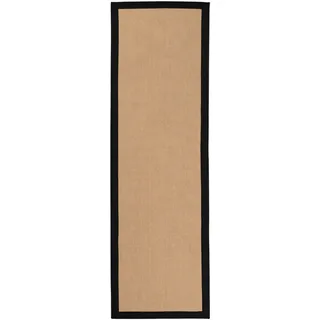 Sisalteppich CARPETFINE "Sisal , auch als Läufer erhältlich", grau (schwarz), B:80cm H:5mm L:500cm, Sisal, Teppiche, Sisalteppich, mit farbiger Bordüre, Anti Rutsch Rückseite, viele Größen, Wohnzimmer