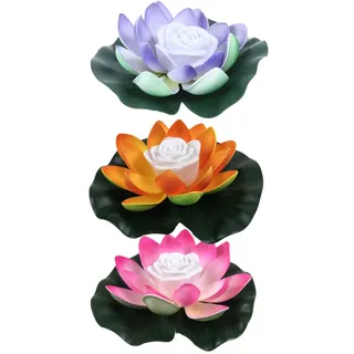 SOLUSTRE 3 Stück Schwimmende Lotuslicht Wasserlaterne Teichlicht Romantische Led Poolbeleuchtung Mit Batterien Für Gartenparty Und Buddha Dekoration