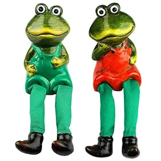 Ideen mit Herz Deko-Figuren mit Schlenkerbeinen | Frühling & Ostern | Kantensitzer | Kantenhocker | 18 cm (Frösche)