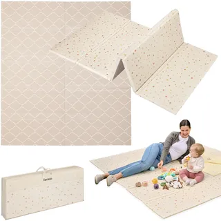 Lionelo Zora Krabbelmatte – Faltbare XPE Baby-Spielmatte 180×201×1,5 cm | extra dick, schadstofffrei, rutschfest, beidseitiges Design, mit Tragetasche