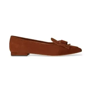 Lauren Ralph Lauren für Damen. 802P04175002 Ballerina Londyn aus braunem Schafswildleder (40), Wohnung, Keine, Lässig, Party, Klassisch
