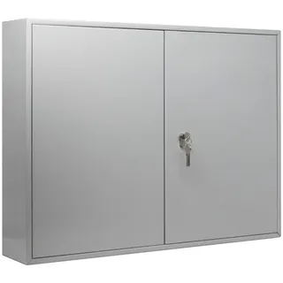 BURG-WÄCHTER Schlüsselschrank zur Wandmontage, Farbige Hakenleisten und Schlüsselanhänger, Herausnehmbares Schlüsselregister, inkl. Profilzylinder 30/10 und 3 Schlüssel, 300 Haken, 6950/300 PZ, Grau