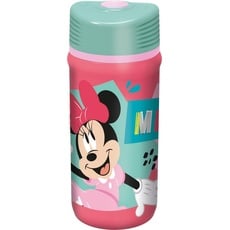 Tataway in viaggio si cresce Disney rosa und blaue Plastikwasserflasche für Mädchen Minnie Mouse 390 ml mit Anti-Tropf-Verschluss