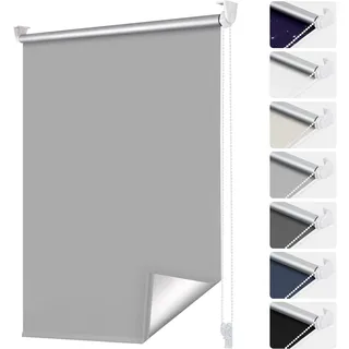 smartdemo Verdunklungsrollo ohne Bohren & mit Bohren, Klemmrollo Fensterrollo Grau B40 x H130cm (Stoffbreite40cm), Thermorollo Sichtschutz und Sonnenchutz, Klemmrollo rollos für Fenster & Tür