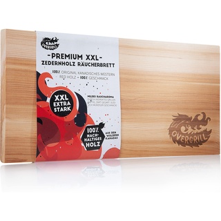 OVERGRILL Zedernholzbrett zum Grillen: Premium XXL 30x14cm Zedernholz Rauchbrett - Holzbrett zum Grillen aus Kanadischem Western Red Holz, Grillholzbrett für mildes Raucharoma, Grillplanke Zedernholz