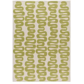 Atticgo Kurzflorteppich Grün Flashy 160/230 cm , Grün, Weiß , Textil , Grafikmuster , Rechteckig , 160x230 cm , Oeko-Tex® Standard 100 , antistatisch, für Fußbodenheizung geeignet, in verschiedenen Größen erhältlich, pflegeleicht , Teppiche und Böden, Teppiche