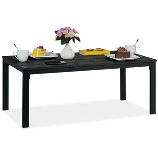 Relaxdays Gartentisch rechteckig 48 x 98 x 39 cm Schwarz