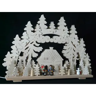 Schwibbogen el. Beleuchtet mit Stritzelkinder und Schneemann b x h= 70x43cm NEU