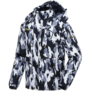 donhobo Skijacke für Herren Wasserdicht Softshelljacke Winddichte Fleece Outdoor Winterjacke Warm Gefüttert Snowboardjacke mit Kapuze Camouglage M