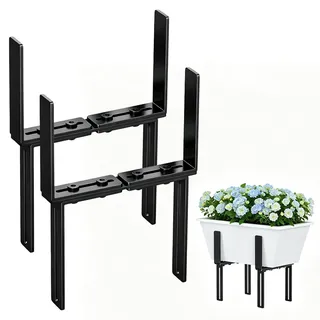 FUDUOXIAO 2er H-Form Blumenkastenhalterung, Balkonkastenhalter Ohne Bohren Passend für Balkongeländer von 1,5–32 cm und Blumenkasten von 15–23 cm, Balkonkasten Halterungen für Blumenkasten Geländer