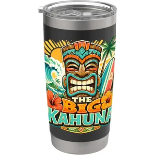 The Big Kahuna Tiki Surf Vintage Tropical auf Hawaii Doppelwandiger Edelstahl-Thermobecher