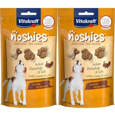 Vitakraft Noshies, Hundeleckerlie, mit hochwertigem Truthahnfleisch, ideal zum Verwöhnen, Vitamine für Haut und Fell (1x 90g) (Packung mit 2)