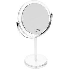 Fantasia Makeup Spiegel rund - zweiseitig, normal und 10-fache Vergrößerung, Schminkspiegel freistehend Ø 16cm, Höhe: 30,5cm, Acryl Kosmetikspiegel