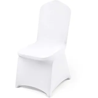 Vevor Stuhlhussen Weiß 50 Stück Stuhlüberzug Abnehmbarer Waschbarer Stuhlbezug für Schalenstühle, Stretch Stuhlhussen für Hochzeit, Party, Hotel, Restaurant