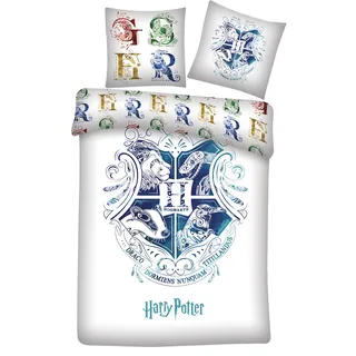 Harry Potter Kinder Erwachsenen Bettwäsche blaues Hogwarts Wappen 140 x 200 Bettdecke 60 x 63 cm Kopfkissen 100 % Baumwolle