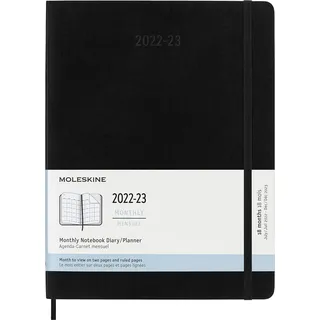 Moleskine Monatsplaner 2023, 18 Monate Kalender, Monatskalender mit Weichem Einband, Maß XL 19 x 25, Farbe: Schwarz