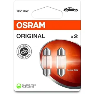 Osram 4062172396189 Soffitten Leuchtmittel Original Line C10W 10W 12V, Festoon, Doppelblister (2 Lampen), white