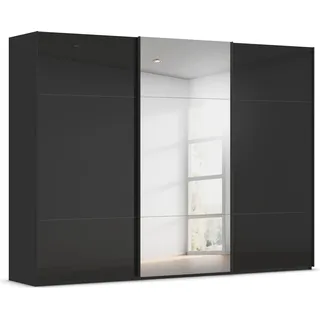 Rauch Schwebetürenschrank RAUCH "Kleiderschrank Schrank Garderobe Schlafzimmerschrank CONTIDO", schwarz (schwarz, glas schwarz), B:301cm H:223cm T:68cm, Holzwerkstoff, Schränke, Schwebetürenschrank, aus hochwertigem Material in 6 Breiten 2 Griff-Farben MADE IN 