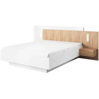 Meble Laski Doppelbett Triest 160 x 200 cm Weiß/Gold