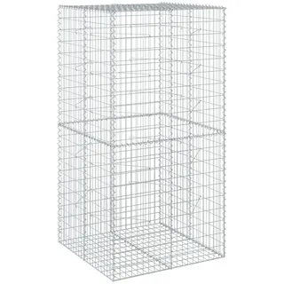 vidaXL Gabione mit Deckel 100x100x200 cm Verzinktes Eisen - Silber