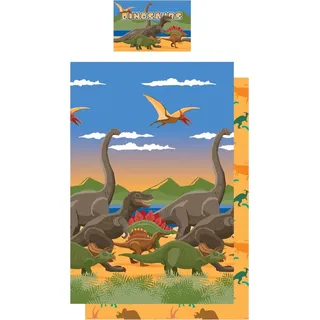 Floso - "Dino Herd" Bettwäsche, wendbar TC278 (Doppelbett) (Bunt) - Bunt