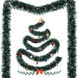 Weihnachtsgirlande Weihnachten Dunkelgrün - Künstliche Tannengirlande 12 Meter, Ø 9 cmChristmas Girlande Weihnachtsbaumschmuck Deko Lametta für Kaminsims,Treppe,Kamin, Weihnachts,Indoor,Outdoor