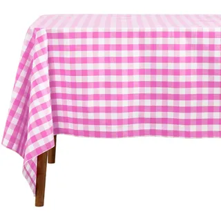 Homescapes Tischdecke Vichy-Karo pink kariert, 137/228 cm , Textil , Kariert , Rechteckig , 137x228 cm , Oeko-Tex® , Heimtextilien, Wohntextilien, Tischwäsche, Tischdecken