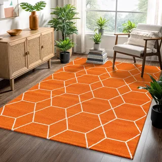 Sanat Trellis Kurzflorteppich 120 x 170 cm Orange