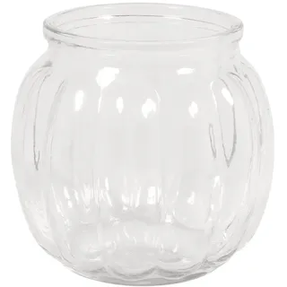 Rayher 46043000 Glas Vase, bauchig mit Rillen, 12x12x11cm, 700ml, Öffn