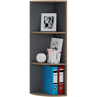 Bücherregal VCM "Elegantes Holzregal Eckregal Regal Salia 3fach", schwarz (anthrazit), B:33cm T:33cm, Regale, Bücherregal