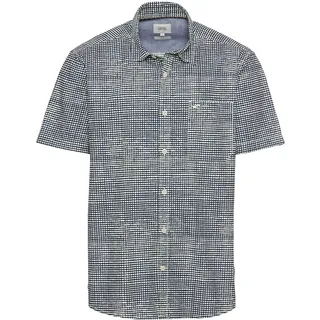 camel active Herren Kariertes Kurzarmhemd aus Baumwolle Dunkelblau, Menswear-XL