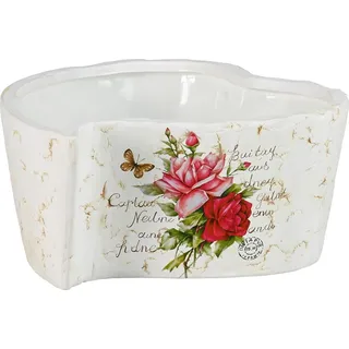 Deko-Pflanzschale Herz mit Rosenmotiv 9 cm x 23 cm x 23 cm Creme