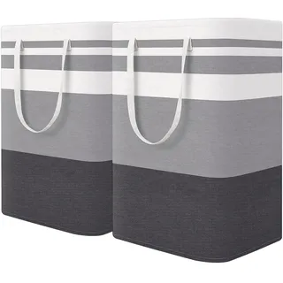 ASelected Wäschekorb, groß, faltbar, 75 l, Wäschekorb, schmutzige Kleidung, Grau, für Kleidung im Wohnheim und Familie, 2 Stück