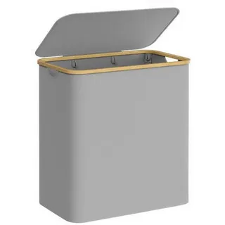 Boxxx Wäschekorb , Grau , Metall, Kunststoff, Textil, Naturmaterialien , Lederlook , 150 l , rechteckig , 60x70.5x38.5 cm , Tragegriffe, Deckel, zusammenfaltbar , Haushalt & Reinigung, Wäschepflege, Wäschekörbe & Wäschetonnen