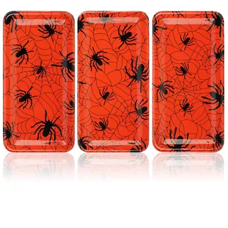 com-four® 3x Halloween Kunststoffteller - wiederverwendbare Dekoplatten im Spinnen-Design - lebensmittelechte Zierteller - abwaschbare Servierplatten - festliche Raumdekoration (3 Stück - Spinne)