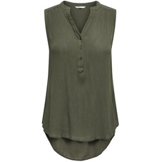 Bild Damen Top Blusen Shirt | Langes V-Ausschnitt Regular Fit Oberteil | ohne Ärmel ONLJETTE, Farben:Olive, Größe:36