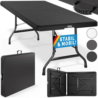 Gartentisch Schwarz Rattan-Look 180x75x73cm klappbar