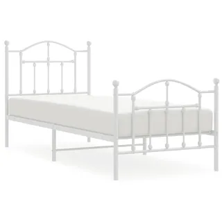 vidaXL Bettgestell mit Kopf- und Fußteil Metall Weiß 90x200 cm - Weiß