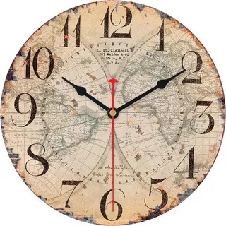 Industrielle Wanduhr in Landhausstil, 20 cm/8 Zoll, batteriebetrieben, leise Holz Wanduhr für Wohnzimmer, Küche, Schlafzimmer, Badezimmer und Büro - Bunt