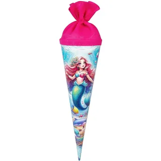 Goldbuch 93 162 Geschenktüte 35 cm Prinzessin AQUARINA, Geschwistertüte Meerblau, Schultüte mit Motiv Meerjungfrau, Geschenkverpackung 35 x 11,5 cm, Zuckertüte aus Lackkarton mit Filzverschluss