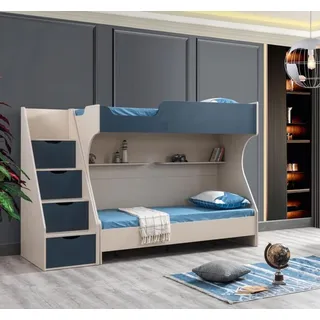 Blaues Kinderbett aus Holz modern, stilvoll und sicher - Blau